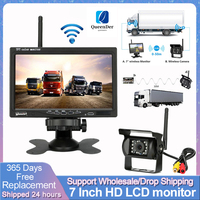 Wireless Reverse Camera 7 Inch LCD Monitor For Trucks Bus RV Trailer Excavator 12V-24V Rear View Camera