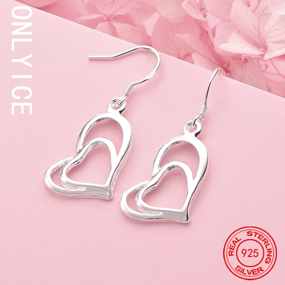 

New 925 Sterling Silver Earrings Fashion Jewelry Love Heart Earrings Couple Gifts Trendsetter Recommendation