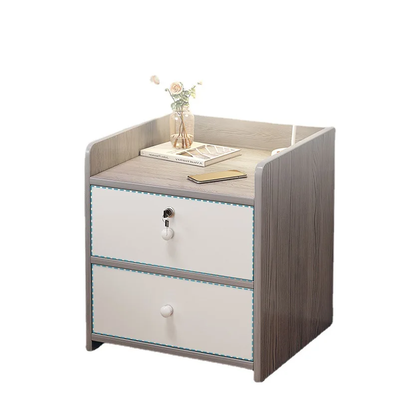 Bedside nightstands Table Modern Small Bedside Table Chest Drawers With Lock Wood Cabinets Storage For Bedroom Living Room