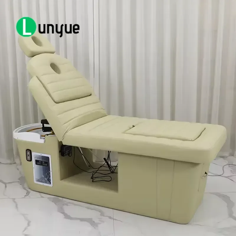 Electric Adjustable Ceramic Basin Shampoo Bed with Steam Therapy for Hair Head Spa Massage Table Professional Beauty