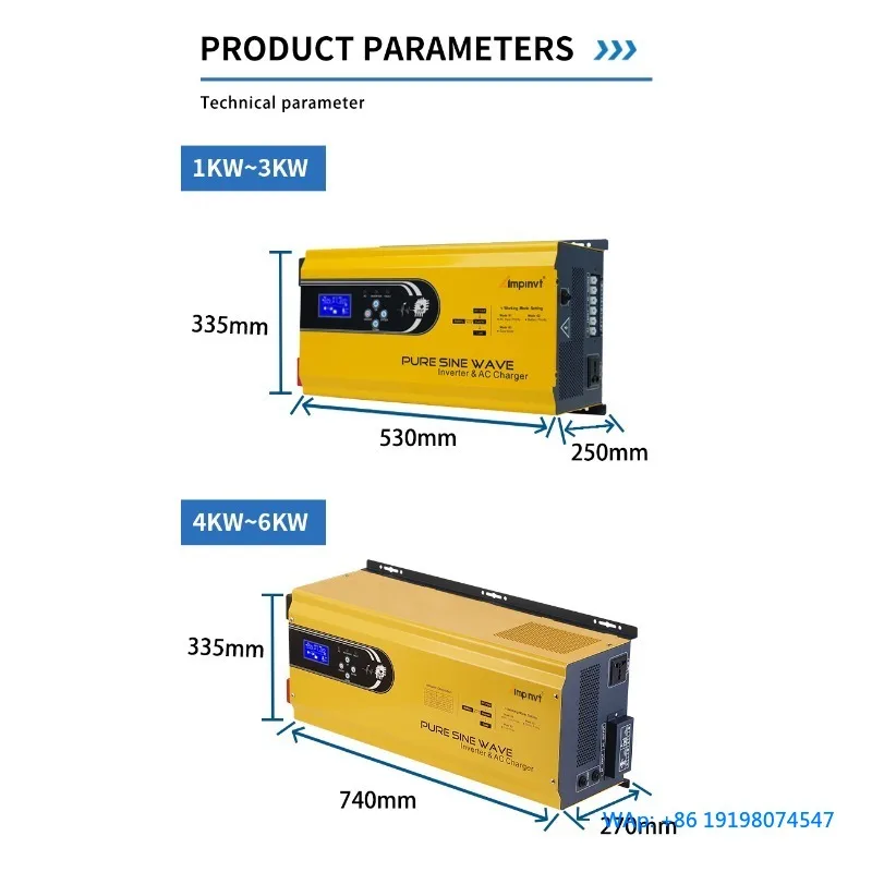 

12V 24V 48V DC to AC 220V 800W-6000W Pure Sine Wave Off Grid Inverter Max 35A AC Charger
