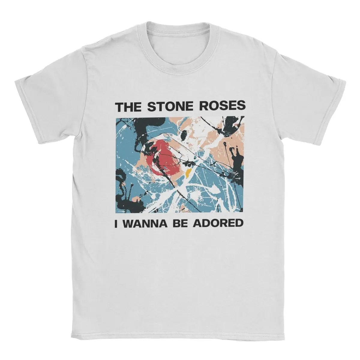 Men T-Shirt Stone Roses I Wanna Be Adored Funny Pure Cotton Tees Short Sleeve T Shirts Crewneck Tops Plus Size