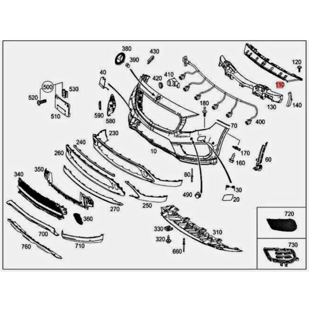 Front bumper bracket A1568850465 For Mercedes Benz GLA-Class W156 X156 AMG 2015-2017 view 2