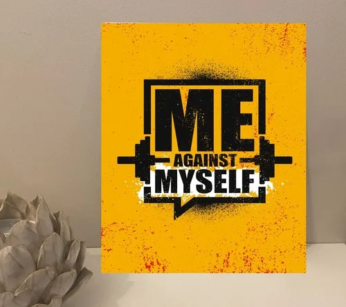 1x Me Against Myself Gym Quote Metal Plaque Sign Gift House Novelty (mt223) --Tin Sign