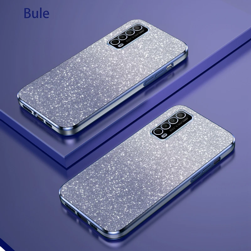 Shiny Glitter Plating Silicone Case for Huawei P smart 2021 Y7a Coque Camera Lens Soft Back Cover