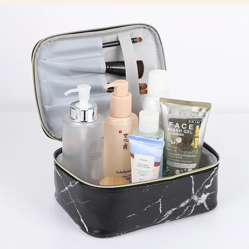 Simple Pattern Square Tote Female Travel Cosmetic Bag Storage Organizer Makeup Bags Ladies Big Portable Toiletries Washbag