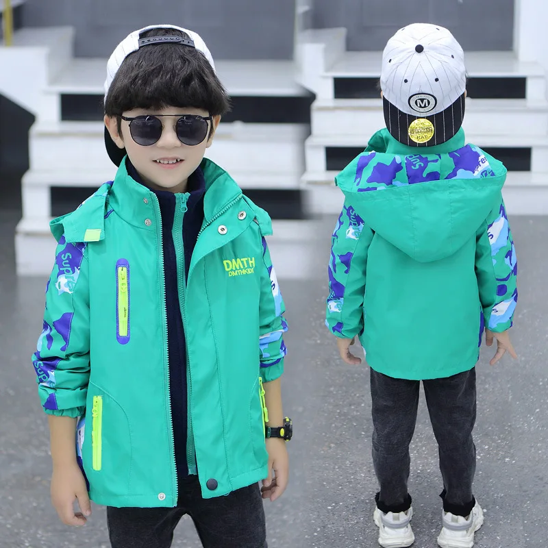 Boys' storm jacket 2024 new style three in one detachable spring and autumn 5 year old boy 6 coat 7 autumn winter 8 trench coat