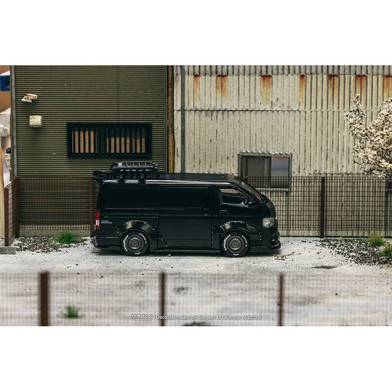 TW In Stock 1:64 Hiace Widebody Black With Roof Rack Diecast Diorama Car Model Collection Miniature Toys Tarmac Works