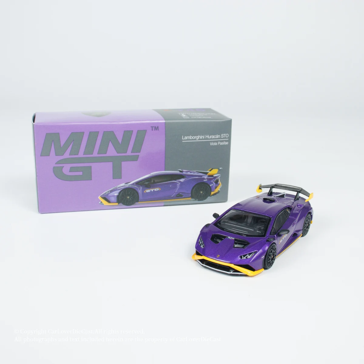 TSM 모델 MINIGT #746, Huracan STO 퍼플 다이캐스트 합금 자동차 모델 선물, 1:64