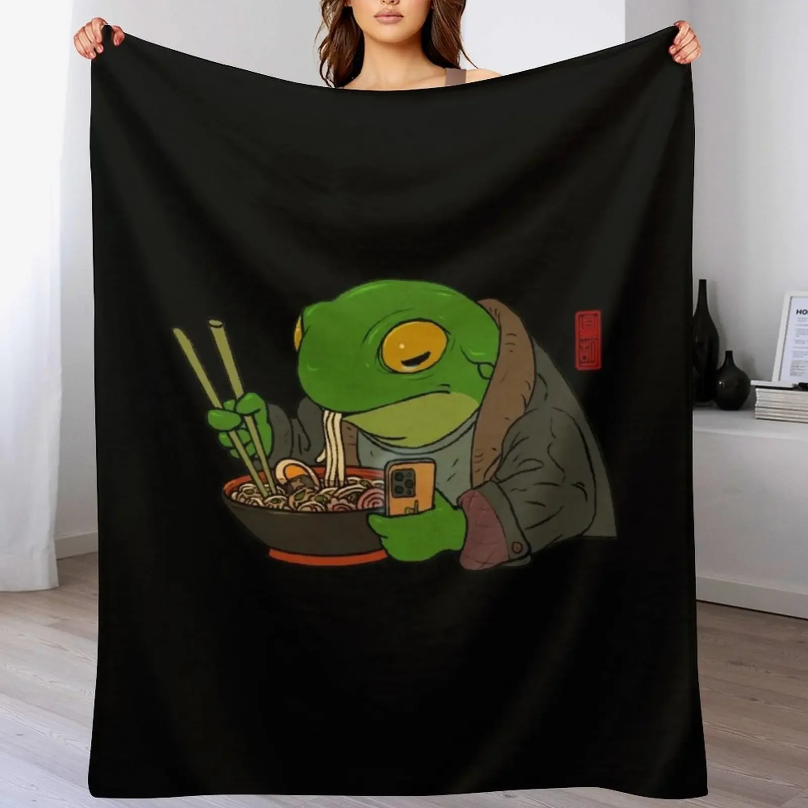 

Ramen Lover Frog Throw Blanket Decorative Beds halloween Thermals For Travel Blankets