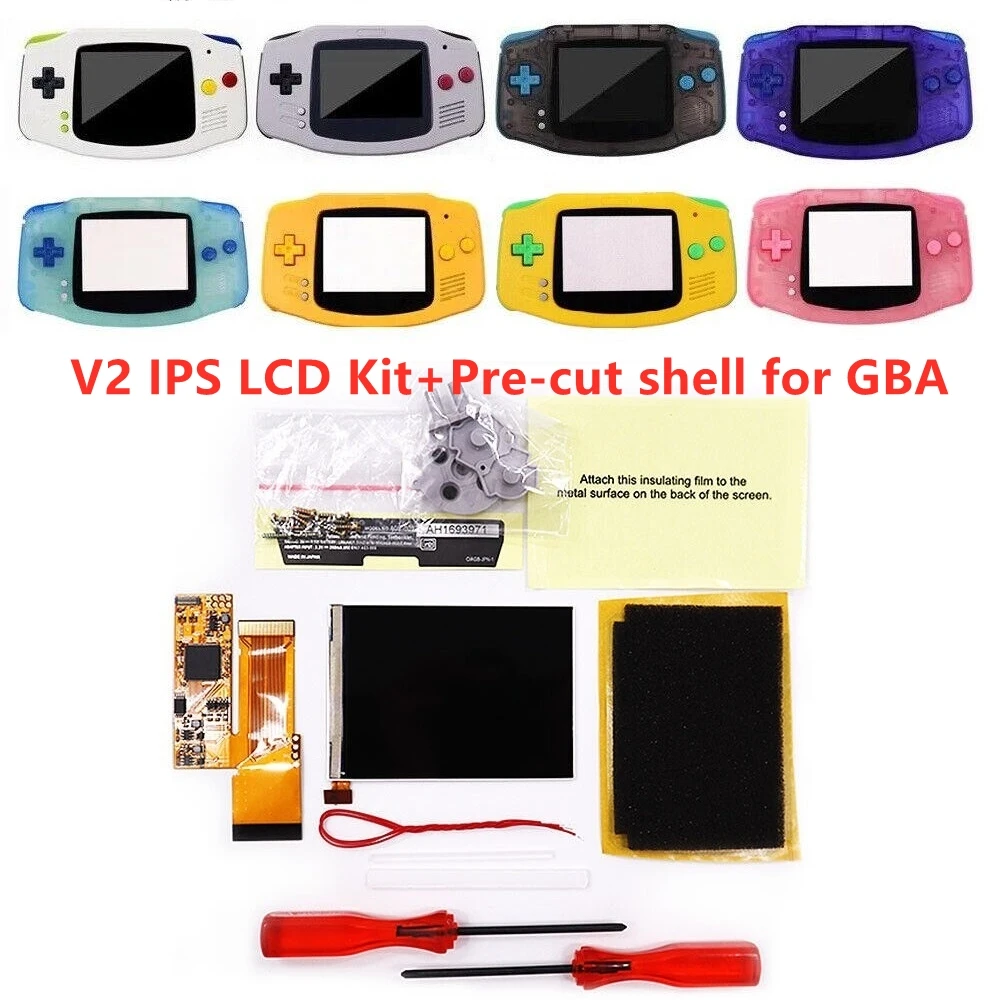 

V2 IPS High Backlight 10 Levels of Brightness LCD Kit+Pre-cut Housing Shell With Colorful Buttons For Gameboy Advance Console