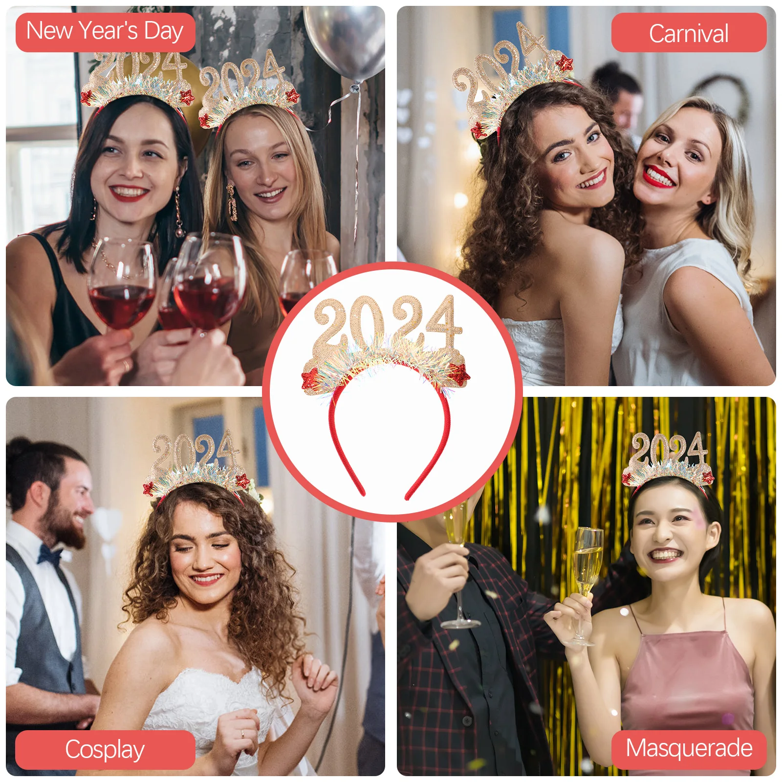 

Sequin Headb 2024 Green Plastic Comfortable Party Accessories New Year Eve Supplies Hair Hoops Delicate Compact Hairb