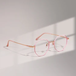 Geometric Colorful Round Metal Men And Women Full Rim Glasses Frames Medium Stylish Spectacle For Optical Prescription Lenses