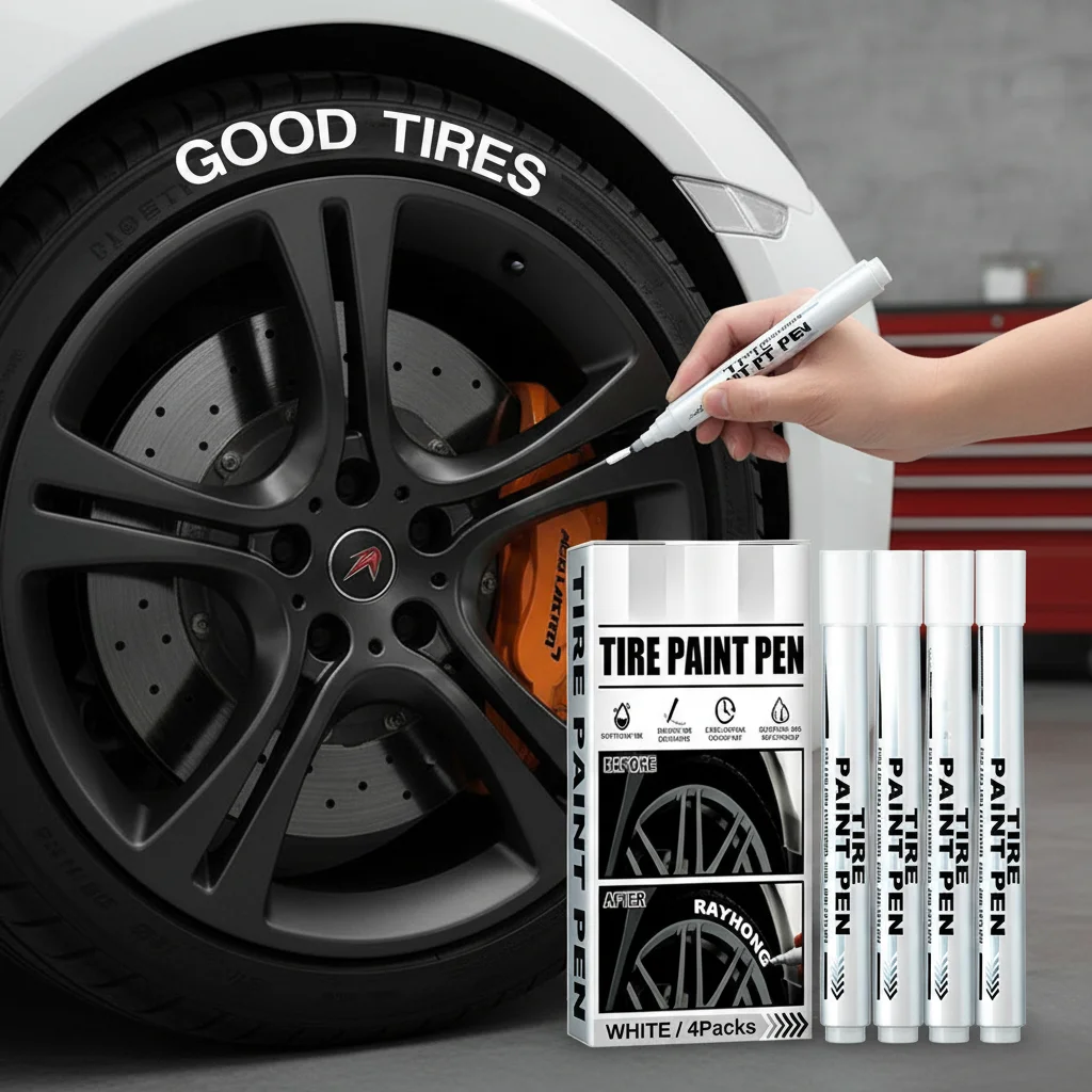 4Pcs Car Tire Letter Pen Colorful Decoration Graffiti Marking Tools for Customization
