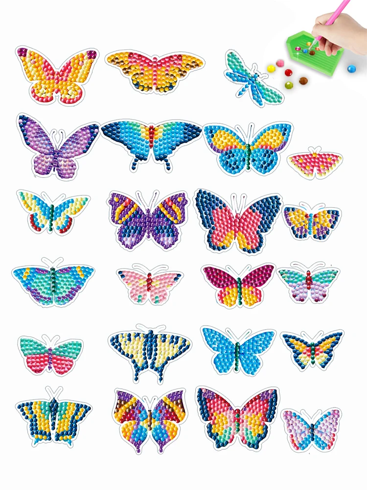 Beautiful Cartoon Butterfly Theme 5D Diamond Painting Stickers for Kids Arts and Crafts Handmade DIY Ages 6-12 Kid\'s Gifts