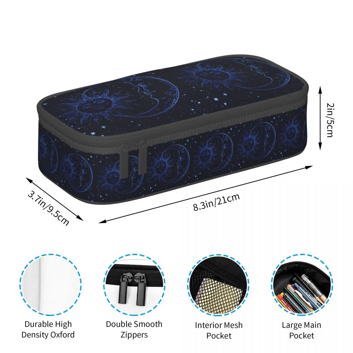 Celestial Mystic Esoteric Magic Sun Moon Pencil Case for Boy Girl Gifts Pen Box Pencil Bag Stationery Supplies Pen Holder Bag