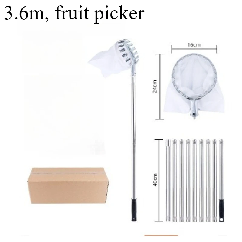 أداة حصاد معدنية خفيفة الوزن قابلة للتمديد 3.6 متر للتفاح والمانجو والليمون والبرتقال وتصميم مريح #4