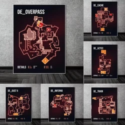 Csgo Map First Person Shooting Game Poster Prints For Boys Bedroom Living Room Home Decor Abstract Canvas Painting