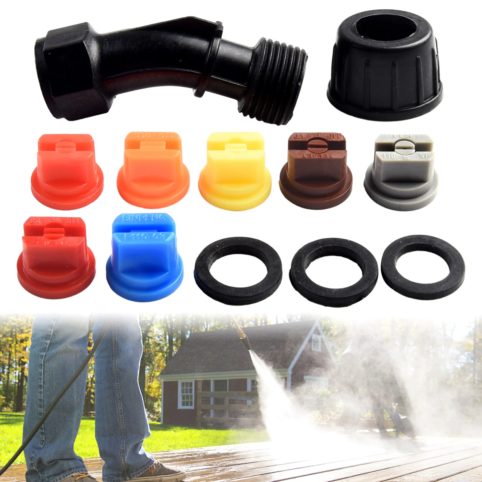 High Pressure Nozzle Fan Nozzle Multi Functional Plastic 7pcs/set Cleaning Four Spray Modes For Pressure Washer Parts