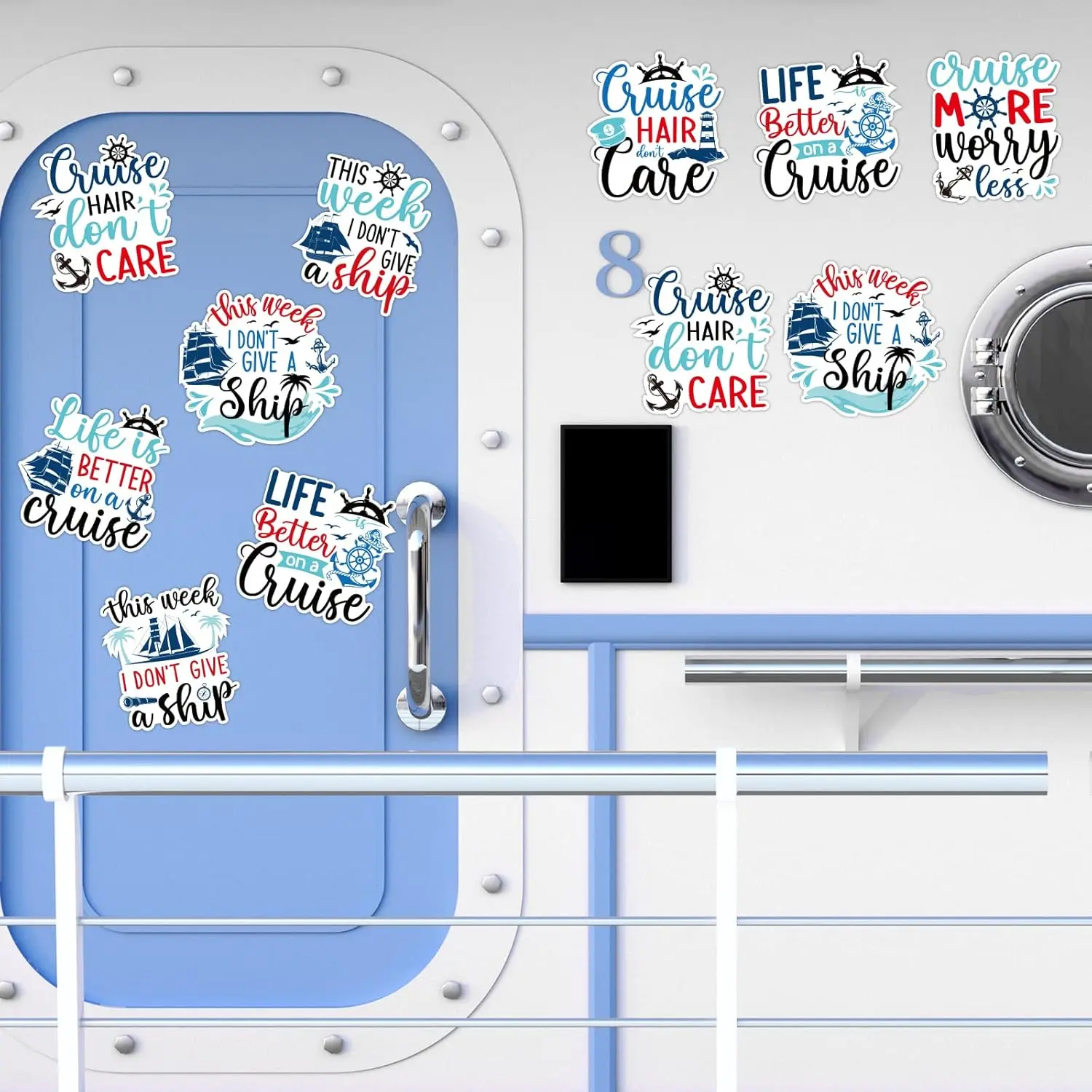 8pcs Large Cruise Door Magnets Decorations, This Week Funny Ship Door Magnetic Cruise Ship Anchor Car Decorations Fridge Refrige