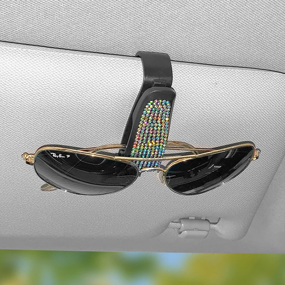 1PC Universal Multi-Functional Car Glasses Clip With Rhinestone For Woman Decoration Vehicle Sun Visor Sunglasses Holder Clip