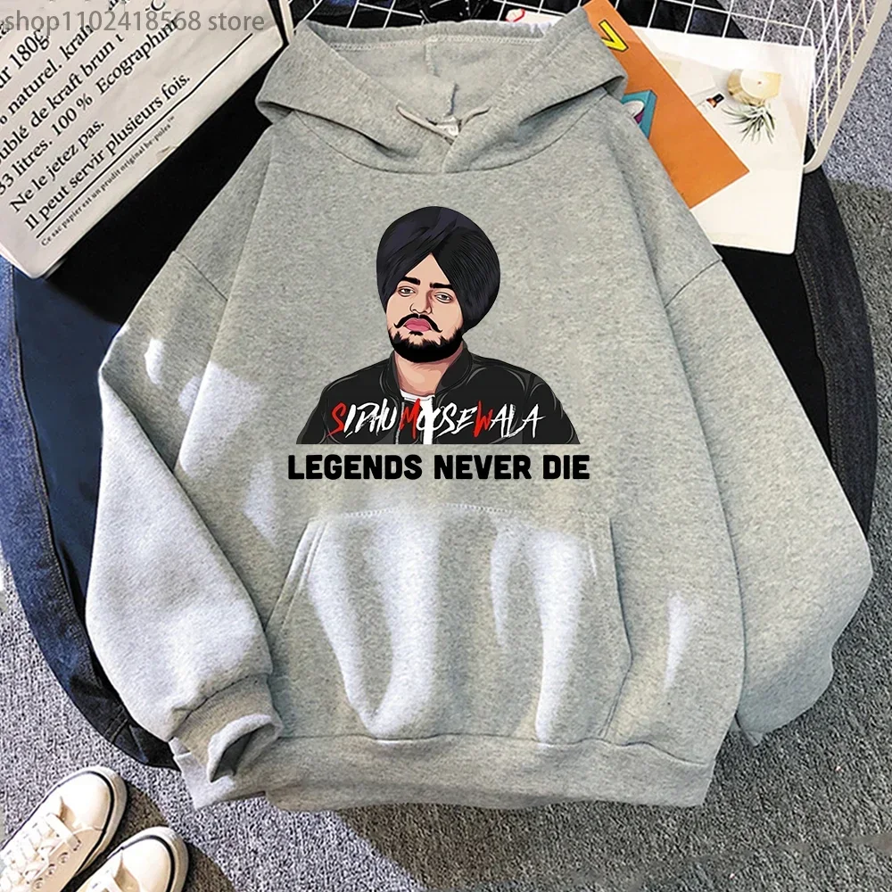 Sudadera con capucha Sidhu Moose Wala, ropa de rapero indio Legends Never Die, jersey de manga larga con cuello redondo estampado Harajuku Unisex para hombre