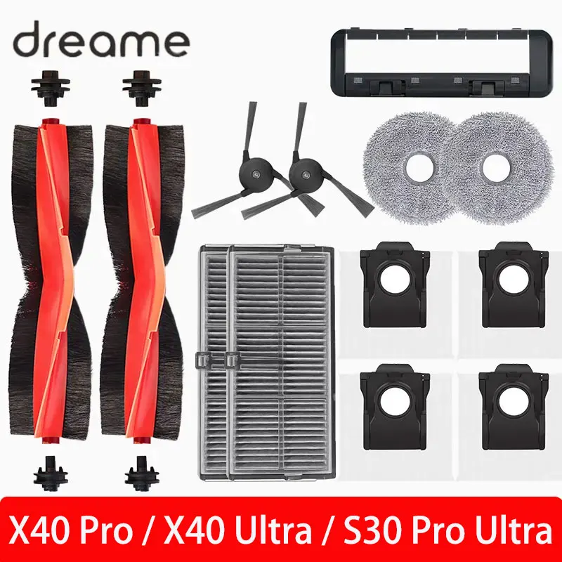 

Dreame Bot X40 Ultra /X40 Pro /S30 Pro Ultra Robot Vacuum Cleaner Spare Parts Rubber Main Hair Cut Side Brush Filter Mop Rag