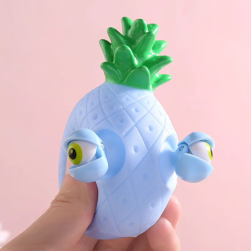 Cartoon Cute Funny Eyeball Burst Squeeze Toy Creative Children Adult Stress Relief Toys Fruit Pineapple Pinch Music Fidget Toys