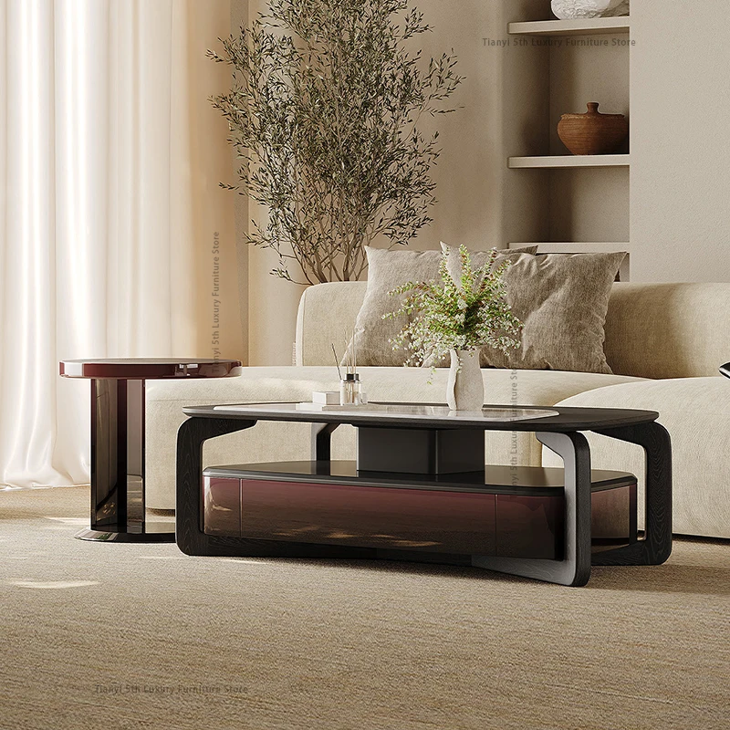 

Italian Luxury Marble Coffee Table Nordic Creative Living Room High Grade Design Storage Coffee Table Home Furniture mesas FYCT