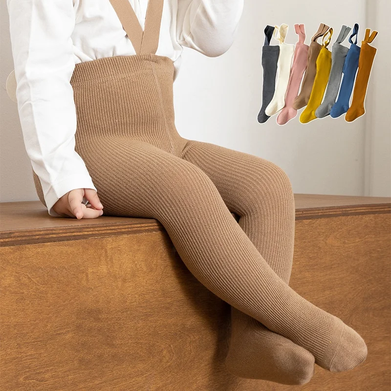 High Waist Ribbed Baby Newborn Pantyhose Cotton High-Stretch Belly Cover Tights for 0-3Y Boys Girls Solid Color Infant Leggings