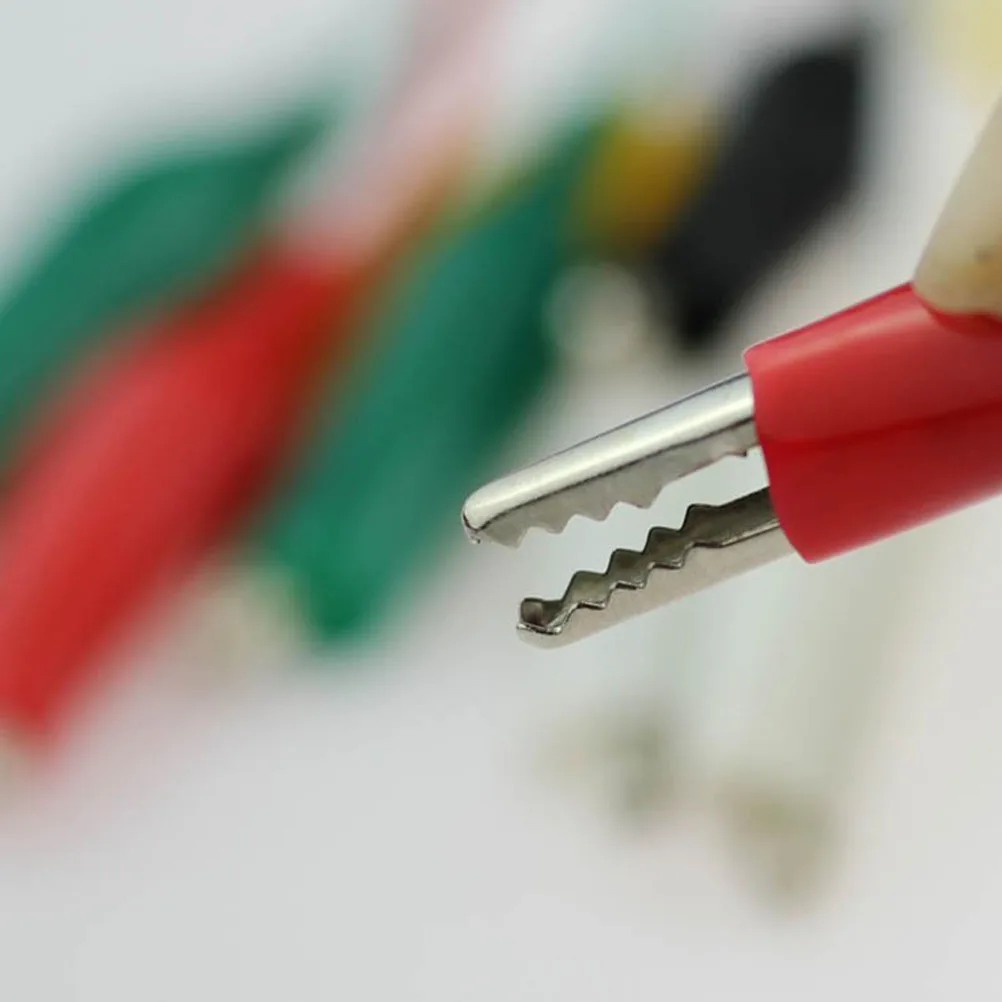 

10pcs Alligator Clip Wire Cable Double Ended Iron Plated Spring Clips Testing Electrical Lab Work Protective Sleeve 5