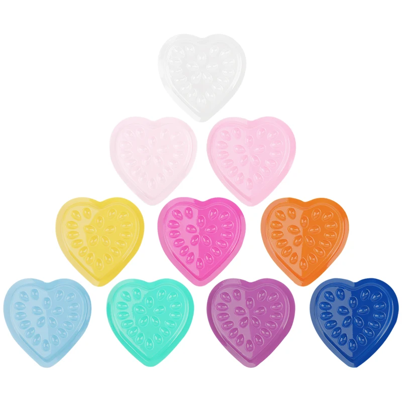 100pcs Disposable False Eyelash Glue Holder Pallet Pad Lash Extension Adhesive Gasket Palette Heart Shape Eyelashes Lifting Tool