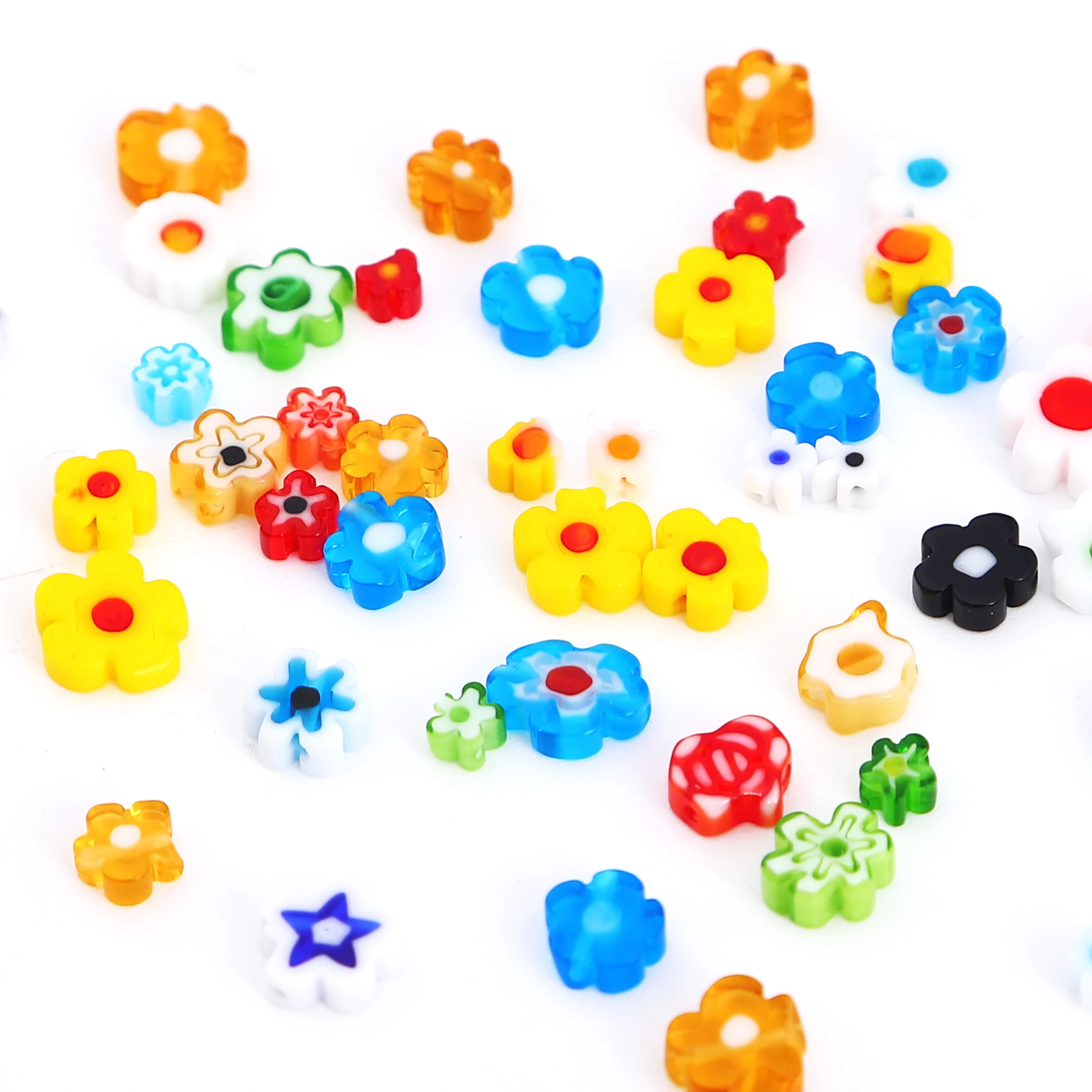 19cm/Str4-9mm Thousand Flower Glass Beads, Unique Flower Shape, Scattered Beads, Handmade DIY Jewelry Earrings, Bracelets, Acces