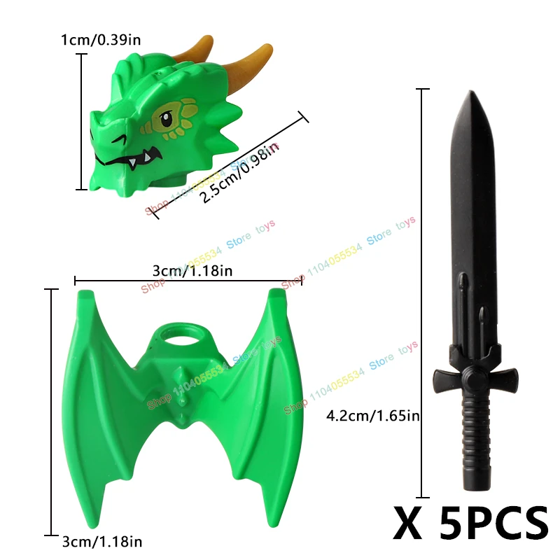 QQ04-12 MOC Dragon Knight action figure Building Blocks accessori Armi Modello Giocattoli educativi per bambini Regali di Natale