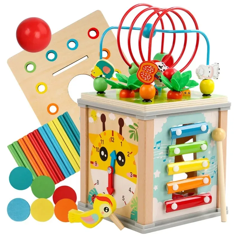 

Children's ten-in-one intelligence box, bead-shaped pairing pulling radishes Early education puzzle hundred Treasure box toys