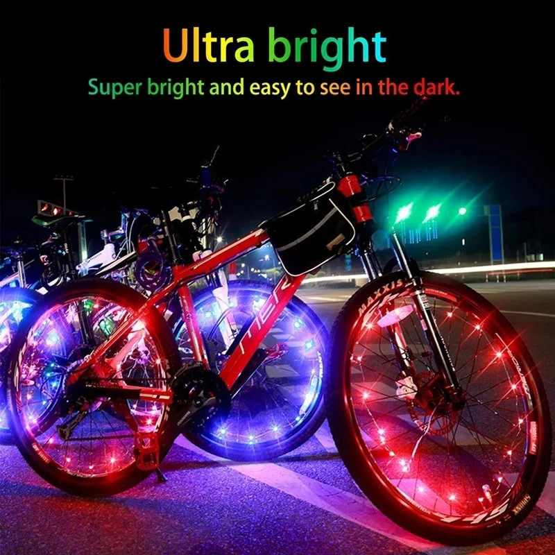 LED Bike Wheel Lights Waterproof Bicycle Spoke Lights Cycling Decor Safety Warning Tire Strip Light for Kids Adults Night Riding