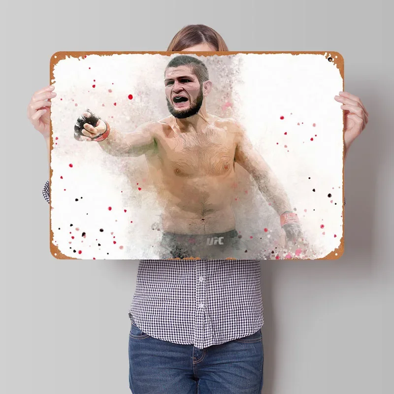 Khabib Nurmagomedov MMA Sign Sport Metal Poster Vintage Metal Tin Sign Plaque for Wall Art Decoration Home Decoration Luxury