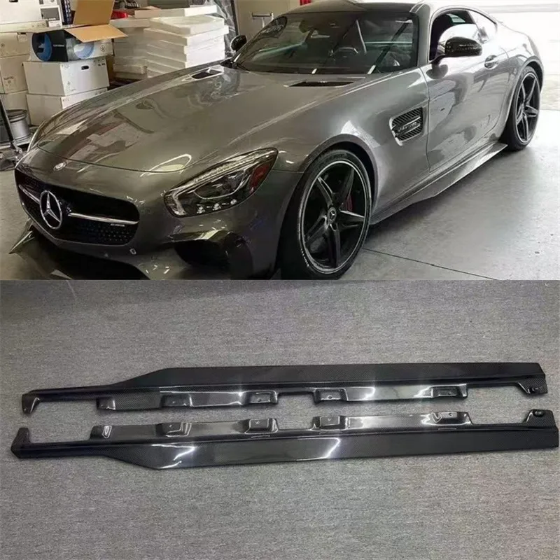 

For Mercedes Benz AMG GT GTC GTS 2016-2023 ReaI Carbon Fiber Side Skirts Extensions Lips Spoiler Car Accessories Body Kit