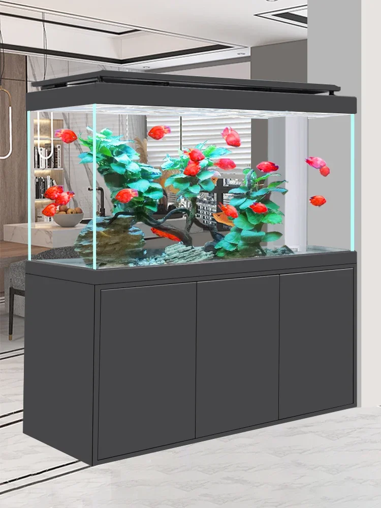 Fish tank large floor aquarium right-angle overflow double bottom filter porch cabinet