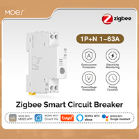 MOES Tuya Zigbee Smart Circuit Breaker 63A Electricity Monitor Retardant Alarm Threshold Set APP Control With Alexa V0 Fireproof