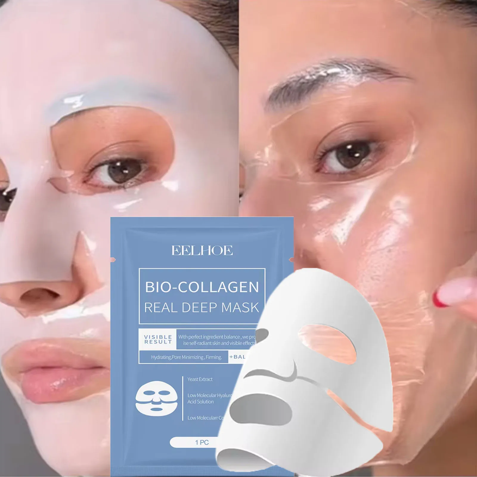 คอลลาเจนริ้วรอยRemover Facial Mask Deep Moisturizing Whitening Hydrogel Mask Smooth BrightenเกาหลีSkin Careเครื่องสําอาง