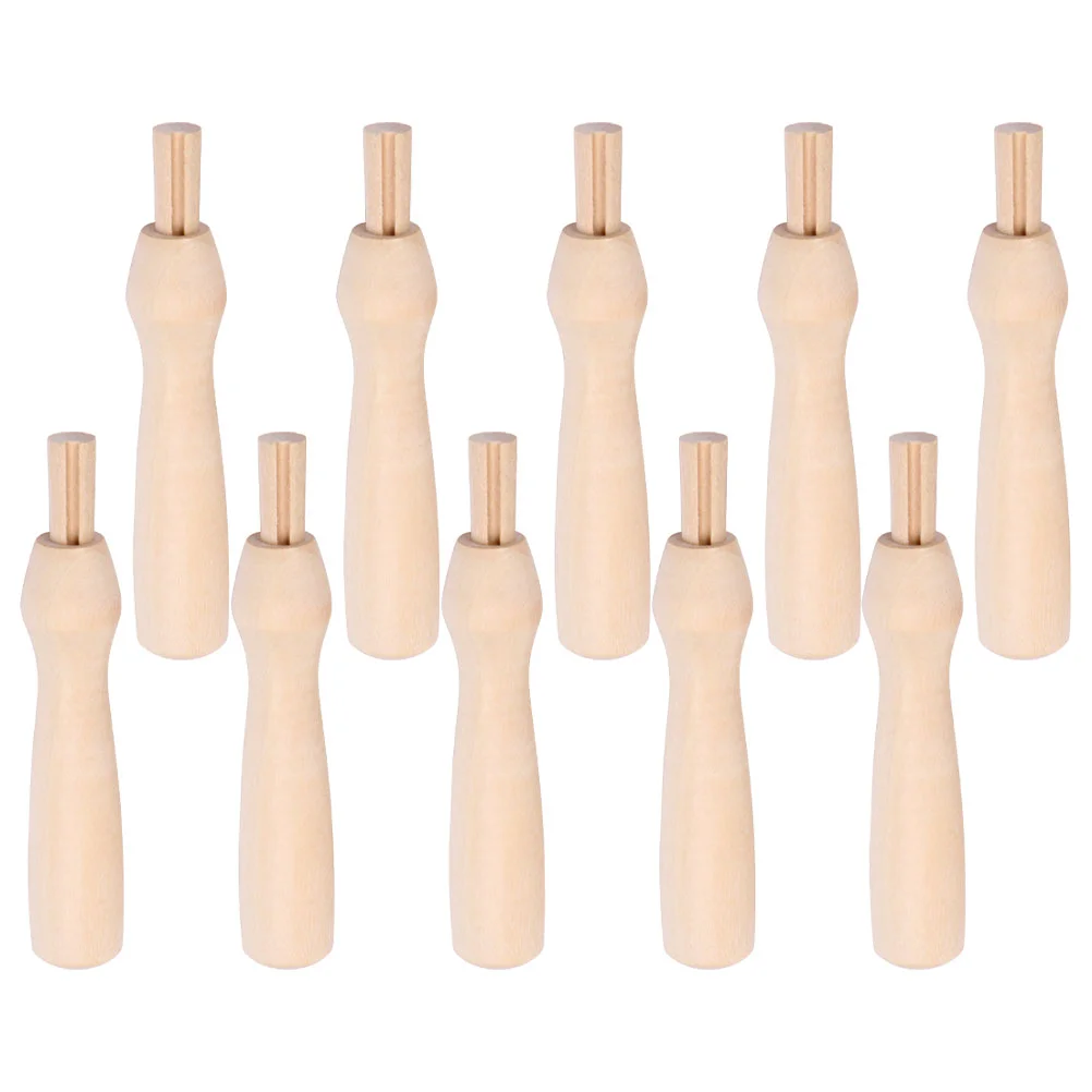 10 Pcs Wooden Handle Replacing Handles Felting Needle Punch Parts Lancet for Hooking Tool Grips Embroidery Needles