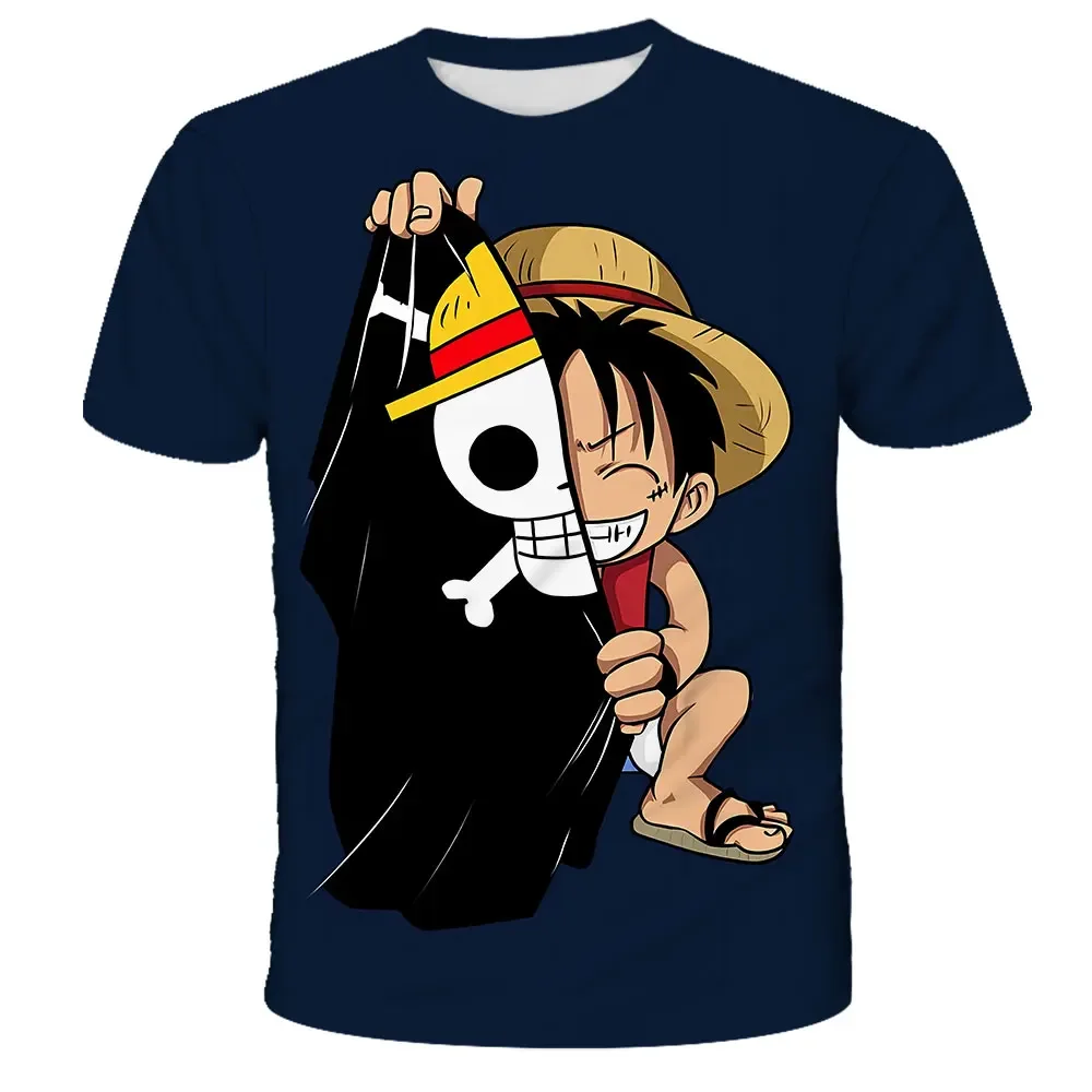 

2025 Fashion Kid Anime One Piece Luffy T Shirt Boy Clothing Kids Boys Tshirt Children T-shirt Summer Short Sleeve Tops Tees