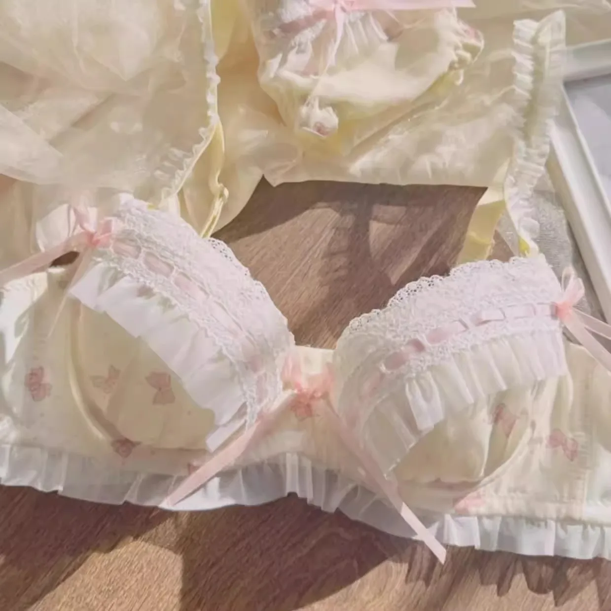 مجموعة حمالة صدر نسائية من لوليتا، صدرية صغيرة تجمع حمالة صدر قابلة للتعديل، مجموعة حمالة صدر بدون حلقة فولاذية #4