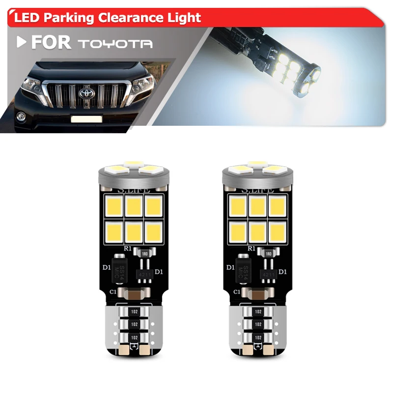 For Toyota Land Cruiser Prado 150 2014 2015 2016 2017 2PCs T10 W5W Auto SMD White Led Parking Clearance Lights Wedge Width Lamps