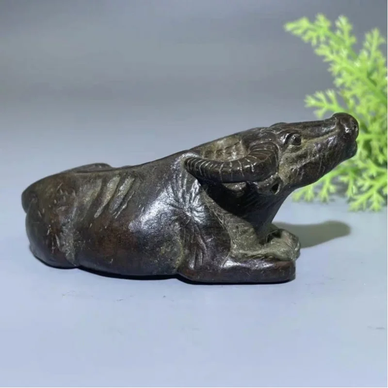Wholesale collectible reclining zodiac ornament, antique-style copper animal bull decoration, craft item, tea pet