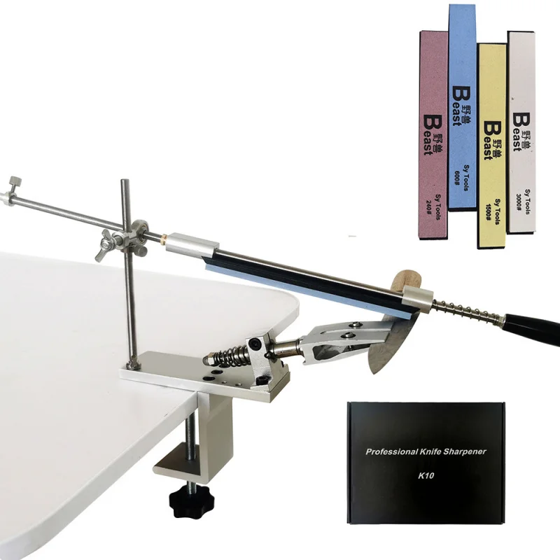 

K10 Fixed Angle Knife Sharpener, Flip Multi-Function Aluminum Alloy Knife Sharpener, Includes Four Sharpening Stones