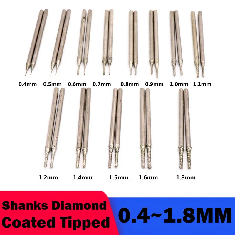 

0.4/0.6/0.8/1/1.2/1.4/1.6/1.8mm Shanks Diamond Coated Tipped Drill Bit for Tile Jewellery Glass Lapidary Burr Gemstone 2.35mm