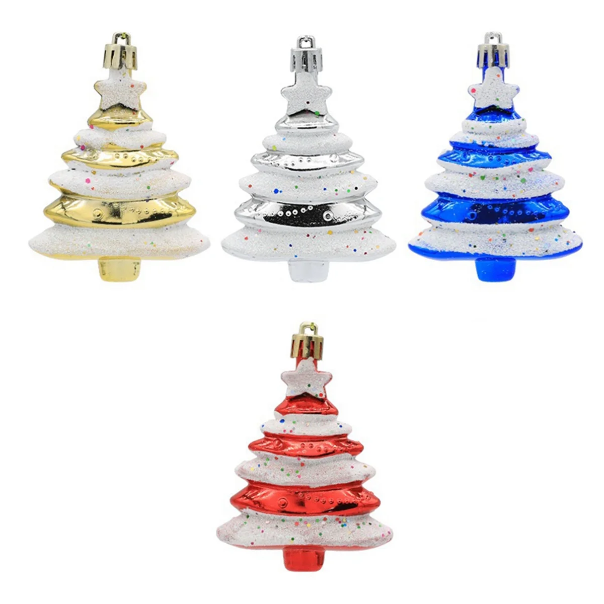ONCE 8x6cm 4 Pack Christmas Ball Special-Shaped Christmas Tree Decoration Props Gift Plastic Painted Christmas Tree Blue