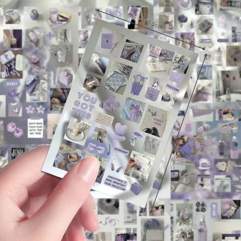 

8PC Mix Purple Mist Korean Movie Sticker Creative Ins Style Healing Soft Cute Japanese Collage Material Waterproof Sticker Gift